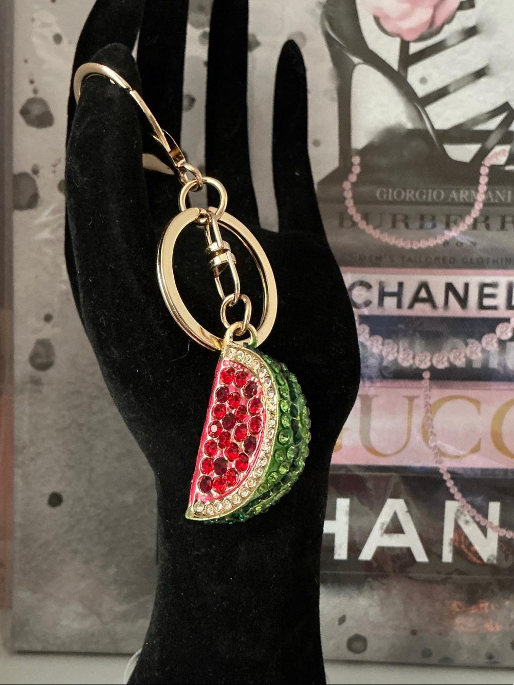 Watermelon Crystal Key & Card Holder - Red & Green